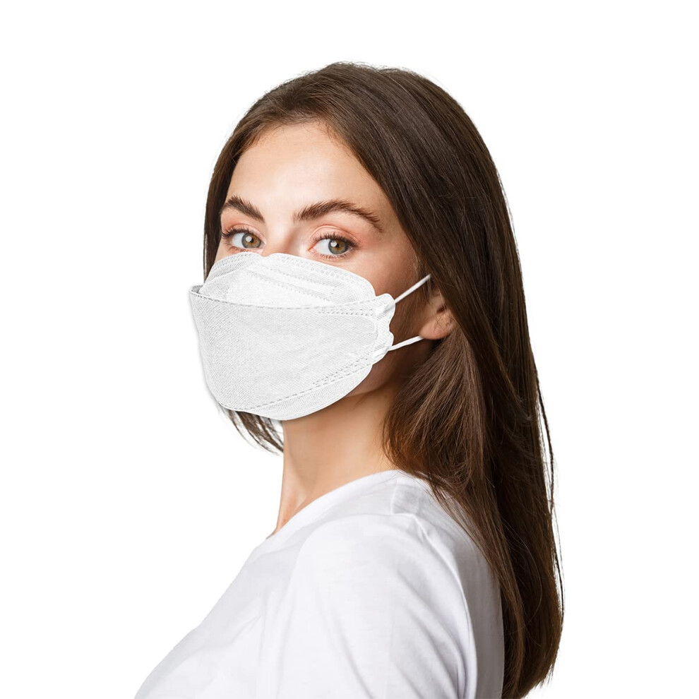 Kn95 Face Mask 5Layer Disposable Fish Design Breathable Comfort For Adults And Kids, Made In Usa, 10 Pcs Artic White 9330225583950