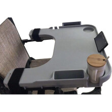 Wheelchair Tray Table with Cup and Phone Holder, Adjustable Lap Desk with PullOut Storage Box