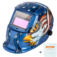 Solar Powered Auto Darkening Welding Helmet with Adjustable Headband and Eagle Blue Pattern