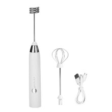 3In1 Portable Electric Milk Frother Foam Maker Handheld Foamer High Speeds Drink Mixer Coffee Frothing Wand White