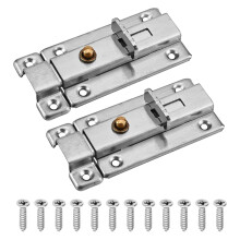 2Pcs Stainless Steel Door Latch Spring Loaded Slide Bolt 70x45x20mm Easy Press Button Lock for Gate Cabinet