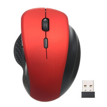 Wireless Ergonomic Vertical Mouse 2.4G Optical 6 Button Adjustable DPI Comfort Grip for PC Laptop Grey Red