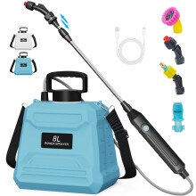 Electric Garden Sprayer 2 Gallon Battery Powered Backpack Sprayer with USB Rechargeable Dual Mode Adjustable Wand for Lawn and Garden Use (Blue)