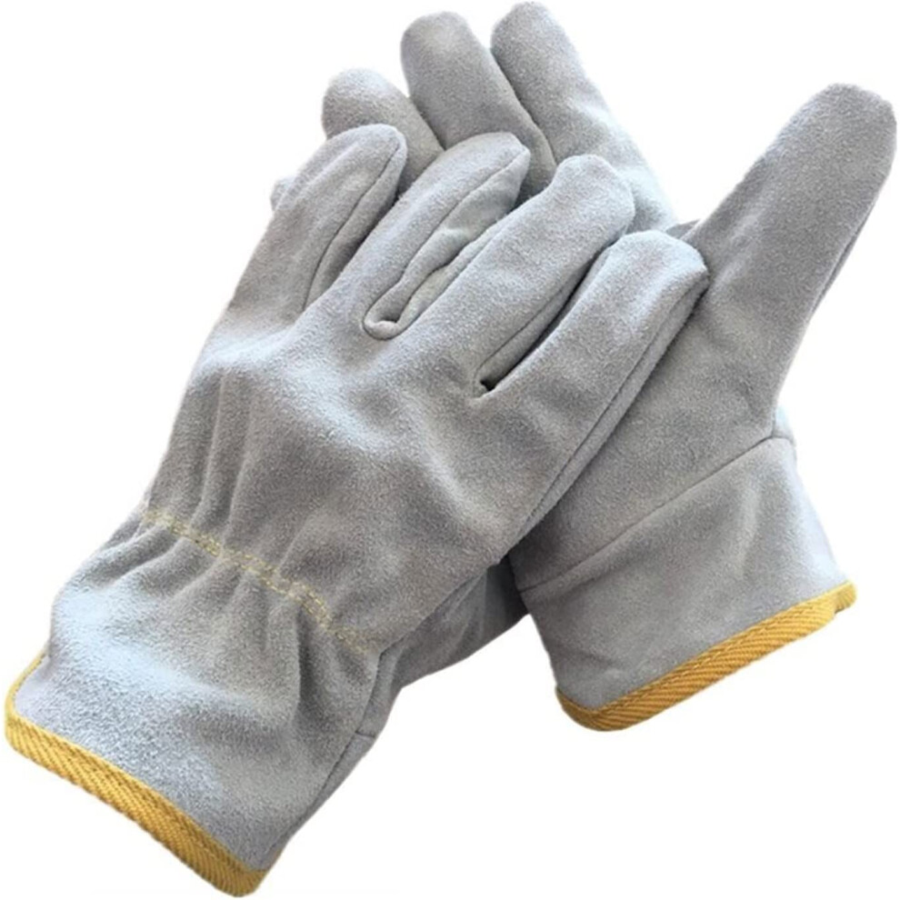 5 Pairs Heat Resistant Cowhide Welding Gloves, Durable Leather Work Gloves With Antiscald Protection 9330225584377