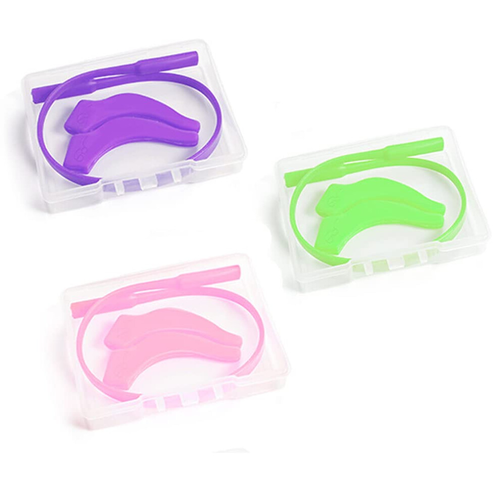 Pink/Purple/Green 3Pcs Adjustable Silicone Glasses Strap And Ear Hooks, Antislip Eyeglass Retainer For Kids And Adults