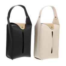 2pcs PU Leather Hanging Tissue Holder Stylish Color Block Tissue Box Cover for Car Home Office