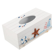 Vintage Wood Tissue Box Cover Holder with Natural Coastal Style for Home Office Smooth Dispensing