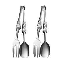 2Pcs Stainless Steel BBQ Tongs Heat Resistant Non‑Slip Grip for Grilling and Serving