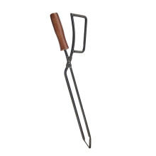Heavy Duty BBQ Grill and Charcoal Firewood Tongs with NonSlip Wooden Handle for Safe Outdoor Grilling