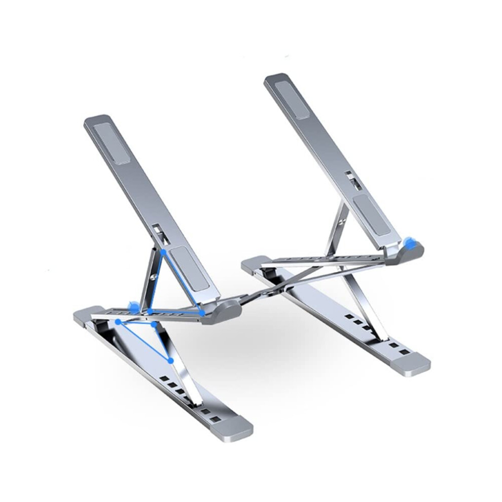 Adjustable Ergonomic Aluminum Laptop Stand For Desk, Foldable Cooling Riser With Antislip Base, (Stand06) Silver 9351714854306
