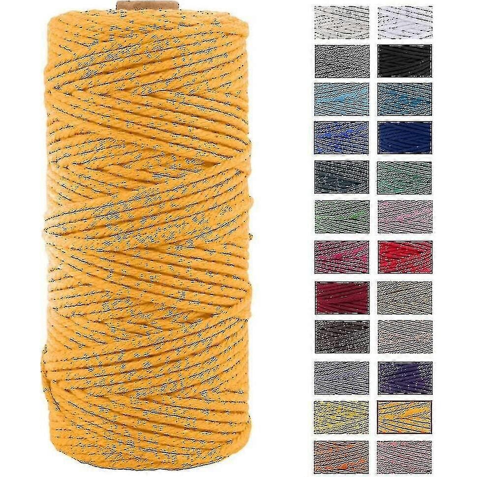 (Golden) Macrame Cord Thick Natural Cotton Cord Yarn Macrame Rope For ...