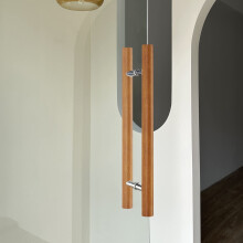 Double Sided Barn Door Pull Handle with Ergonomic Round Grip, Metal and Wood Build, Brown 80cm