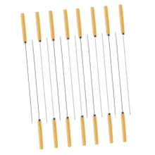 Long Stainless Steel BBQ Skewers Set with Flat Anti‑Spin Design and Heat‑Resistant Handles for Outdoor Grilling