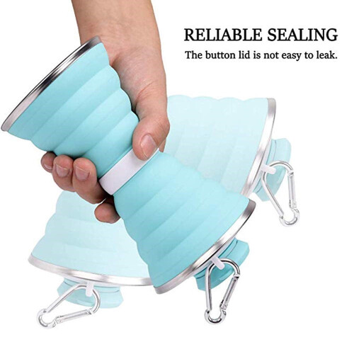 Collapsible Water Bottle with Carabiner Reuseable Silicone Foldable 1
