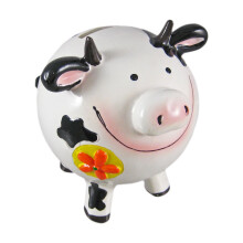 Black and White Cow Piggy Bank Cute Ceramic Money Box with NonSlip Base for Kids and Home Decor