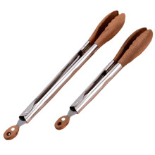 2Pack Stainless Steel BBQ Grill Tongs Set with Heatproof Wooden Handles and AntiSlip Grip