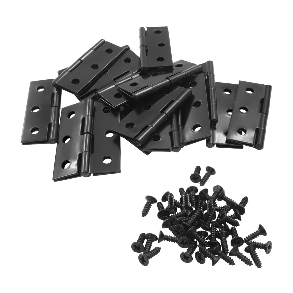 20Pcs Stainless Steel Folding Hinges 1.73 Inch RustâResistant Mini Hinges With Screws For Wooden Boxes And Diy Projects Black 9330225585480