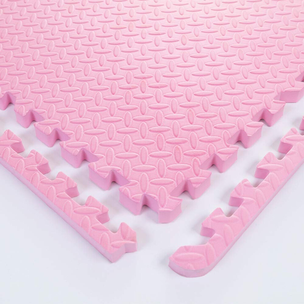 Foam Puzzle Mat 60X60cm Interlocking Floor Tiles, Nonslip Waterproof Pe Foam For Kids Room And Home Gym Pink