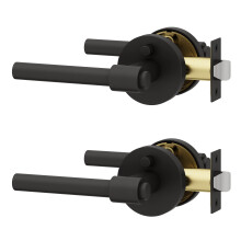 2Pack Matte Black Privacy Door Lever Set with Pushbutton Lock, Reversible Modern Handle for Bedroom and Bathroom
