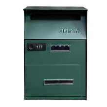 Lockable Wall Mounted Mailbox Green Weatherproof Outdoor Post Box with Secure Steel Design 21.5x10.5x32cm