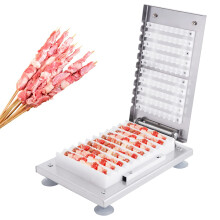 Stainless Steel Kebab Maker with 10Hole Design, Manual Meat Skewer Tool for Fast BBQ Preparation
