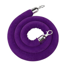1PCS Purple Velvet Rope 5ft with Polished Metal Hooks, Elegant Crowd Control Rope for Events and Theaters