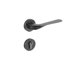 Black Brass Interior Door Handle Lock with Silent Magnetic Mechanism, Luxury Copper Finish for Bedroom