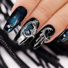 Blue Press on Nails for Women Short Natural Look False Nail Set SalonQuality Reusable XS Design