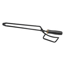 Fire Pit Tongs with Long Wood Handle and Non‑Slip Grip, Heavy Duty Charcoal Tongs for BBQ Camping