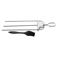 Stainless Steel Grill Skewers Set with Oil Brush for Outdoor BBQ Camping and Even Oil Application