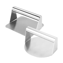 2pcs Stainless Steel Burger Press Set, Ergonomic Grip Hamburger Patty Maker for Uniform Patties