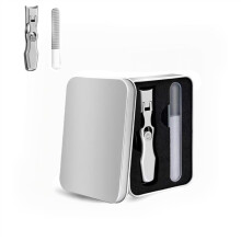 Ultra Sharp Stainless Steel Nail Clippers for Thick Nails, Ergonomic Lever with Nail Catcher, Silver 2 Set