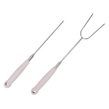 2 Pcs Telescopic Stainless Steel BBQ Forks Set, Adjustable HeatSafe Skewers for Outdoor Camping Grilling