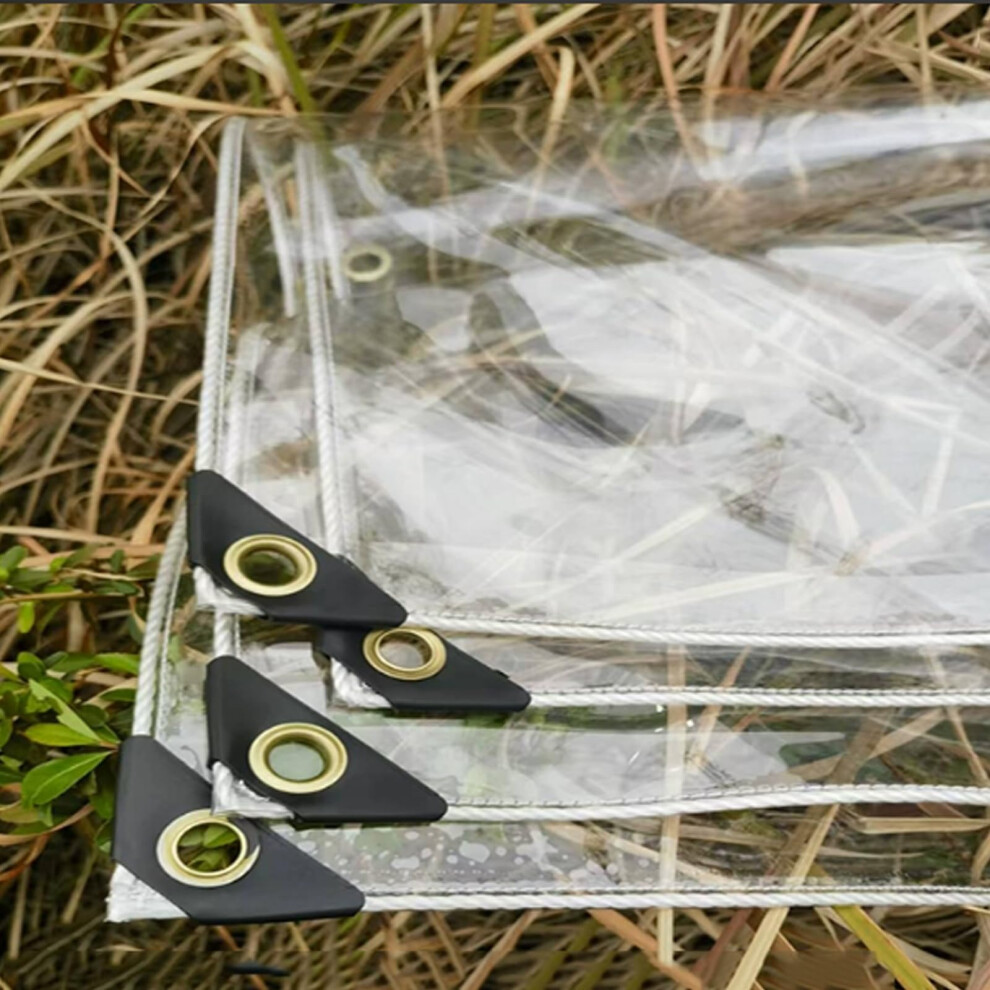 Clear Pvc Tarpaulin 0.35Mm Heavy Duty Transparent Waterproof Tarp With Eyelets For Garden Patio 7.21X5.57ft 9073542248699