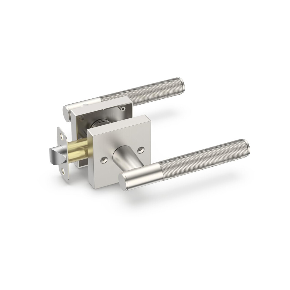 Brushed Nickel Door Lever Handle Set, Keyless Passage Interior Hardware For Bedroom Or Bathroom 9330225586791