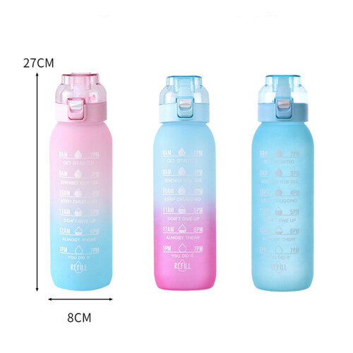 Botella de agua de vidrio HTHJSCO de 1 litro con 7 cápsulas de sabor 2