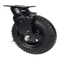 8 Inch Braked Ball Caster Wheel Heavy Duty Rubber Tire with Integrated Brake Lock and 360 Smooth Mobility