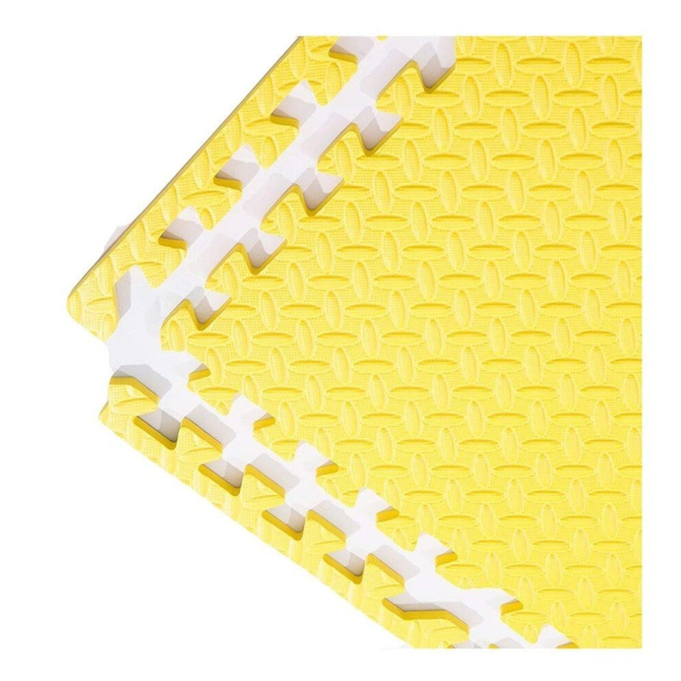 Baby Play Mat Foam Floor Tiles, Nonslip Soft Interlocking Eva Puzzle Mat, Antifall Cushioning, 30X30cm Yellow