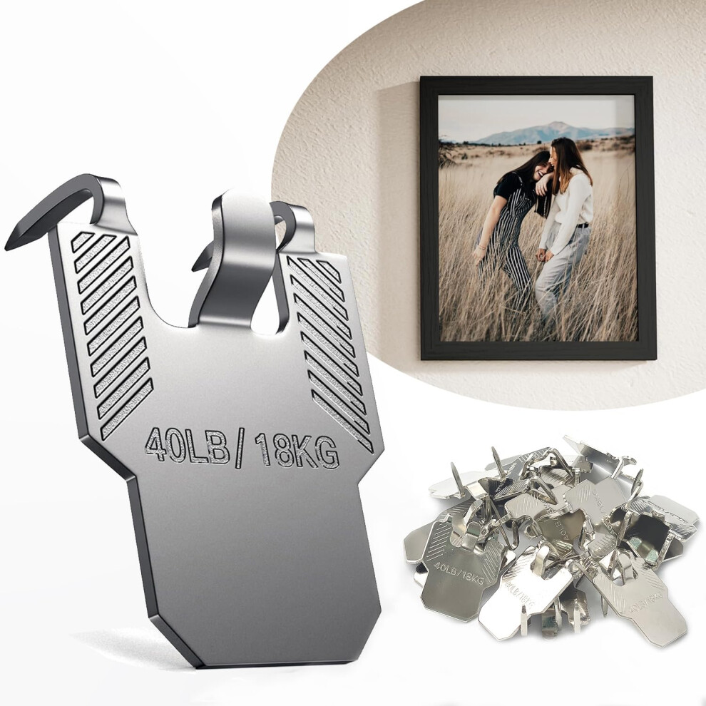 40 Lb Drywall Picture Hangers Set Â Heavy Duty Steel Hooks For Frames, No Damage Stud Installation 9330225587101