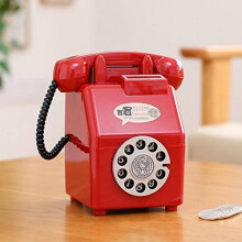 2 PCS Retro Telephone Piggy Bank Set for Kids, Creative Red Vintage Money Box Home Decor