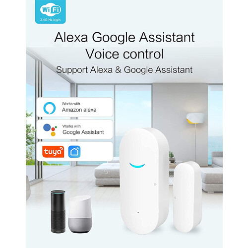 5 Pack Smart WiFi Door Window Sensor, Wireless Home Security Alarm with App Control, Alexa Google Compatible 1