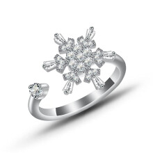 Spinner Ring for Women with Sparkling Ice Flower Design, Smooth Spinning Action and Quiet Fidget Relief
