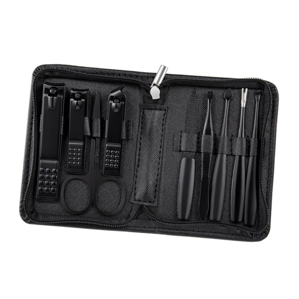 9Piece Stainless Steel Manicure Set with Nail Clippers and Eyebrow Scissors for Travel and Home