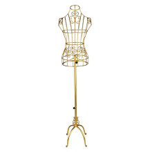 Gold Wire Dress Form for Sewing and Display, Half Body Metal Mannequin Torso with Stable Base