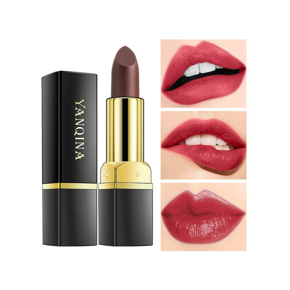Color Changing Lipstick Black Matte Turns Brick Red, Long Lasting Moisturizing Temperature Sensitive Balm