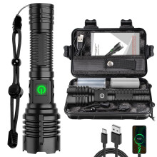 Rechargeable Flashlight 100000 Lumens Super Bright Zoomable LED Torch with TypeC Fast Charging IPX6 Waterproof for Camping and Emergency