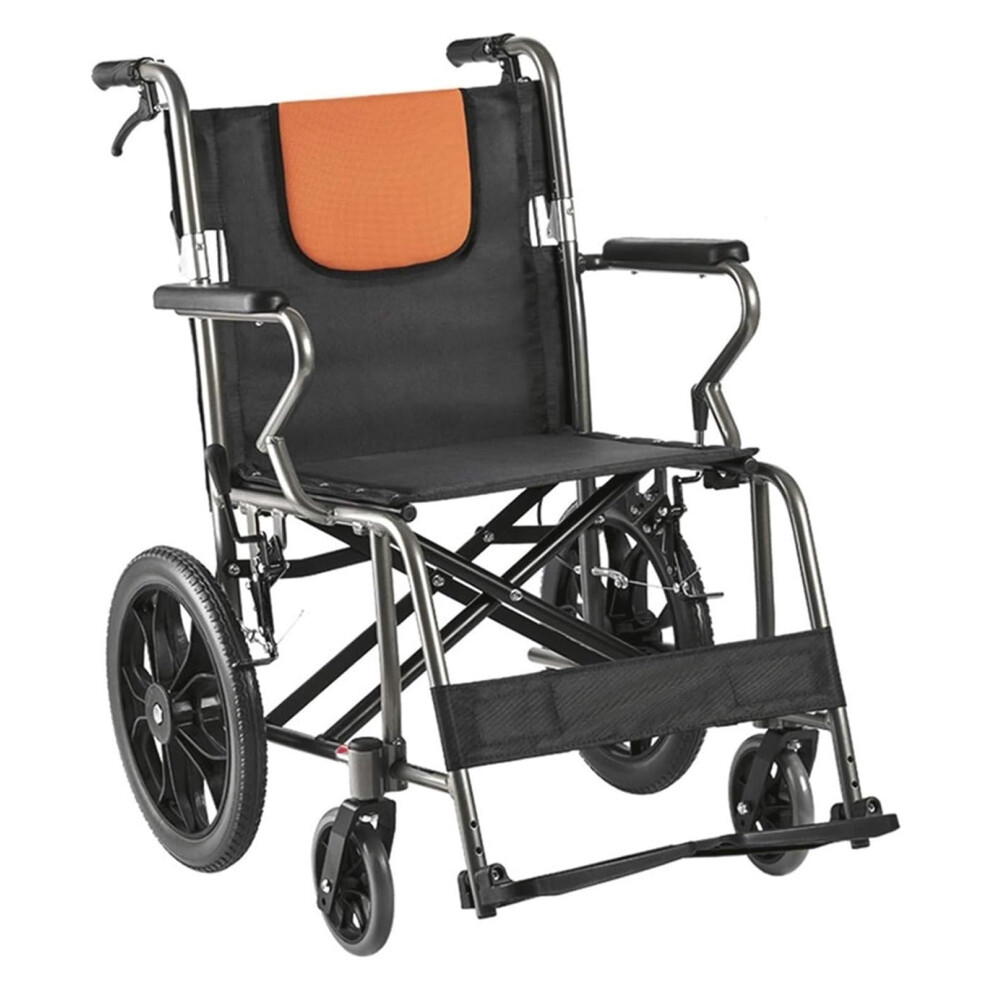 Lightweight Folding Wheelchair for Elderly, Aluminum Frame with Padded Seat, Compact for Travel and Indoor Outdoor Use