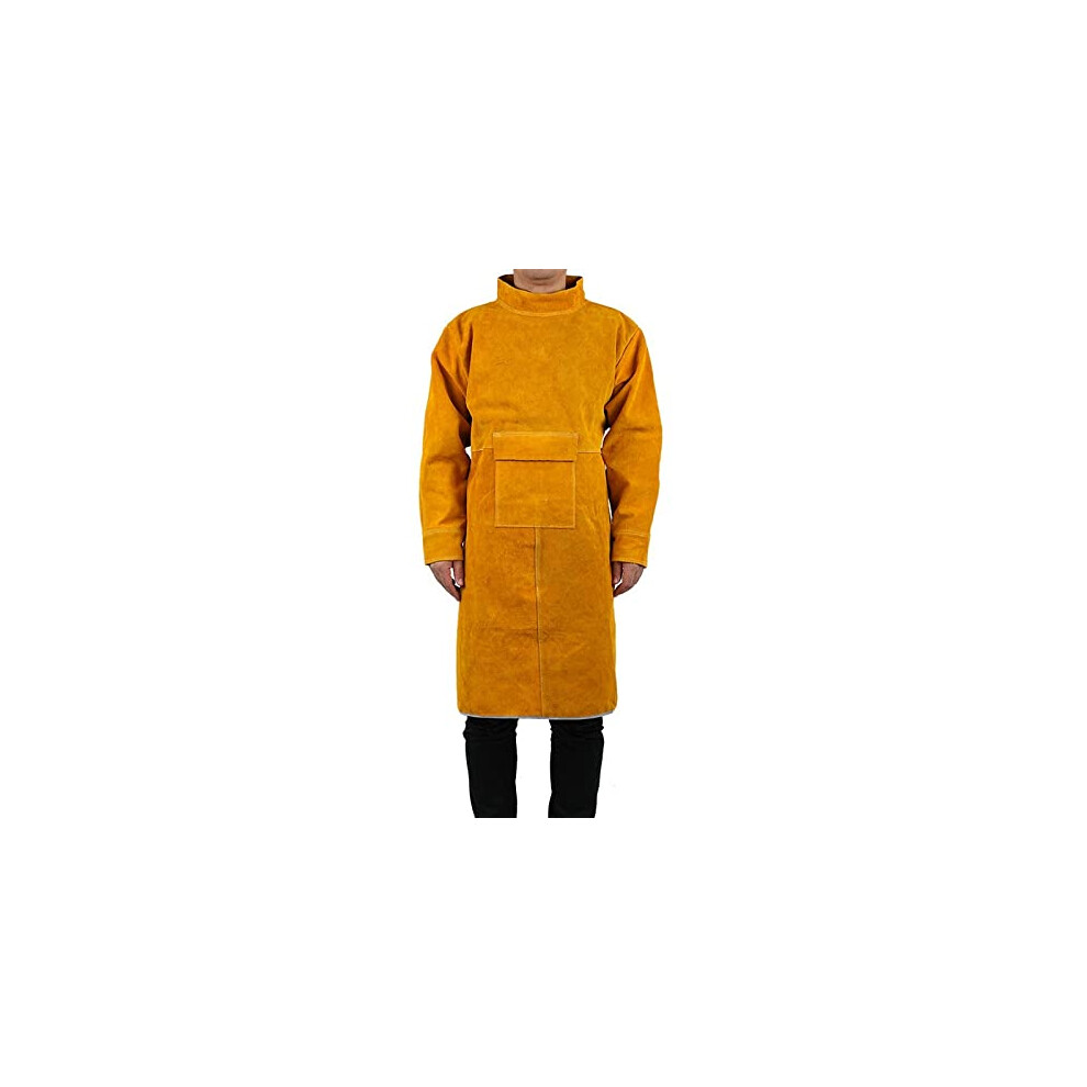 Leather Welding Apron With Sleeves 105Cm Heavy Duty Cowhide Flame Resistant Workwear For Welders 9330225588092