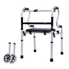 Folding Walker for Seniors with Seat and Wheels, 4 in 1 Adjustable Mobility Aid for Elderly Safety Support