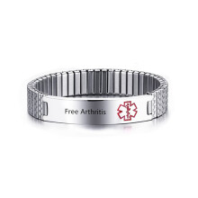 Stainless Steel Medical Alert Bracelet for Men and Women, Elastic Comfortable Fit
